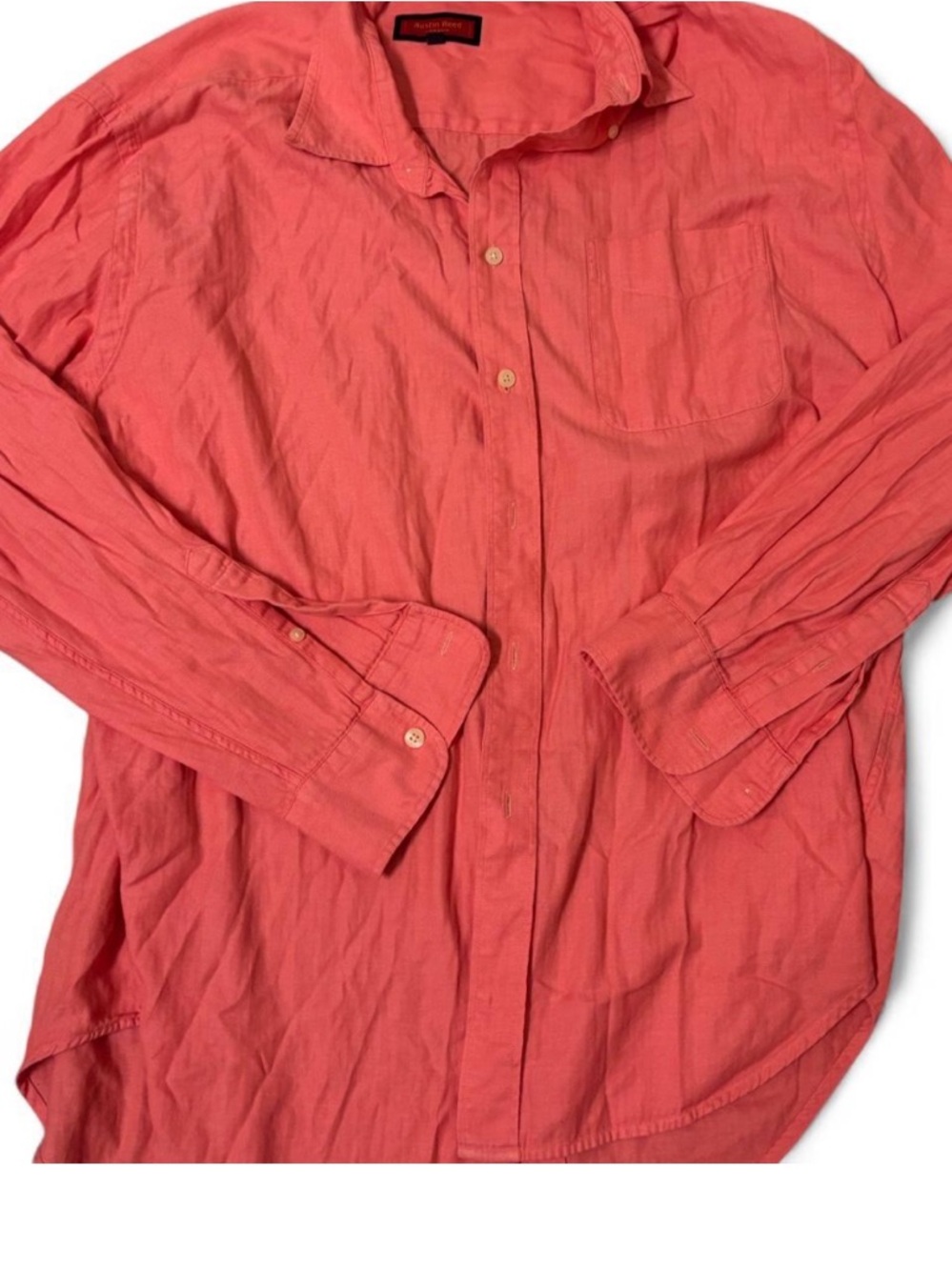 Austin Reed Coral Button-Up Linen Shirt